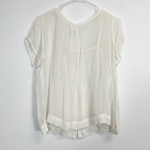 One Fine Day Blouse Womens Size Small White Sheer Embroidered Button Front - Picture 2 of 9